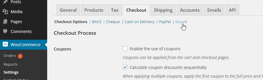 woocommerce settings page